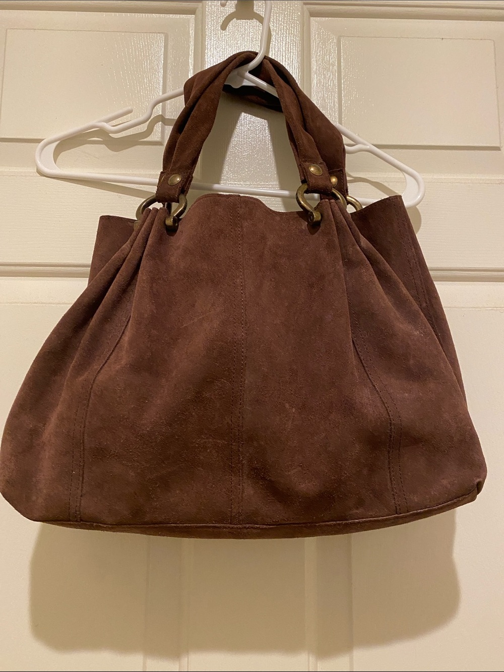 Classic Brown Suede Tote Bag - Soft Suede Shoulder Handbag .Gap brand